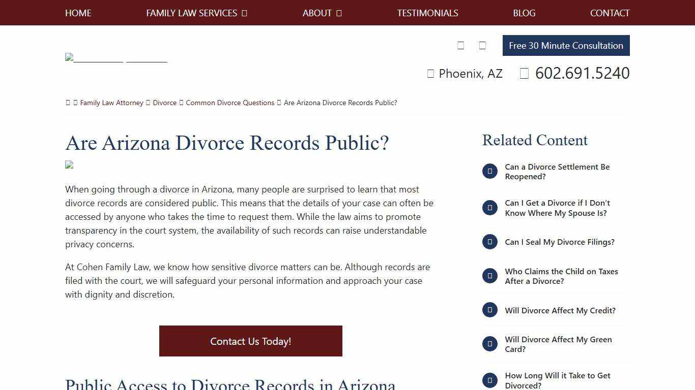 Are Arizona Divorce Records Public? Cohen Family Law