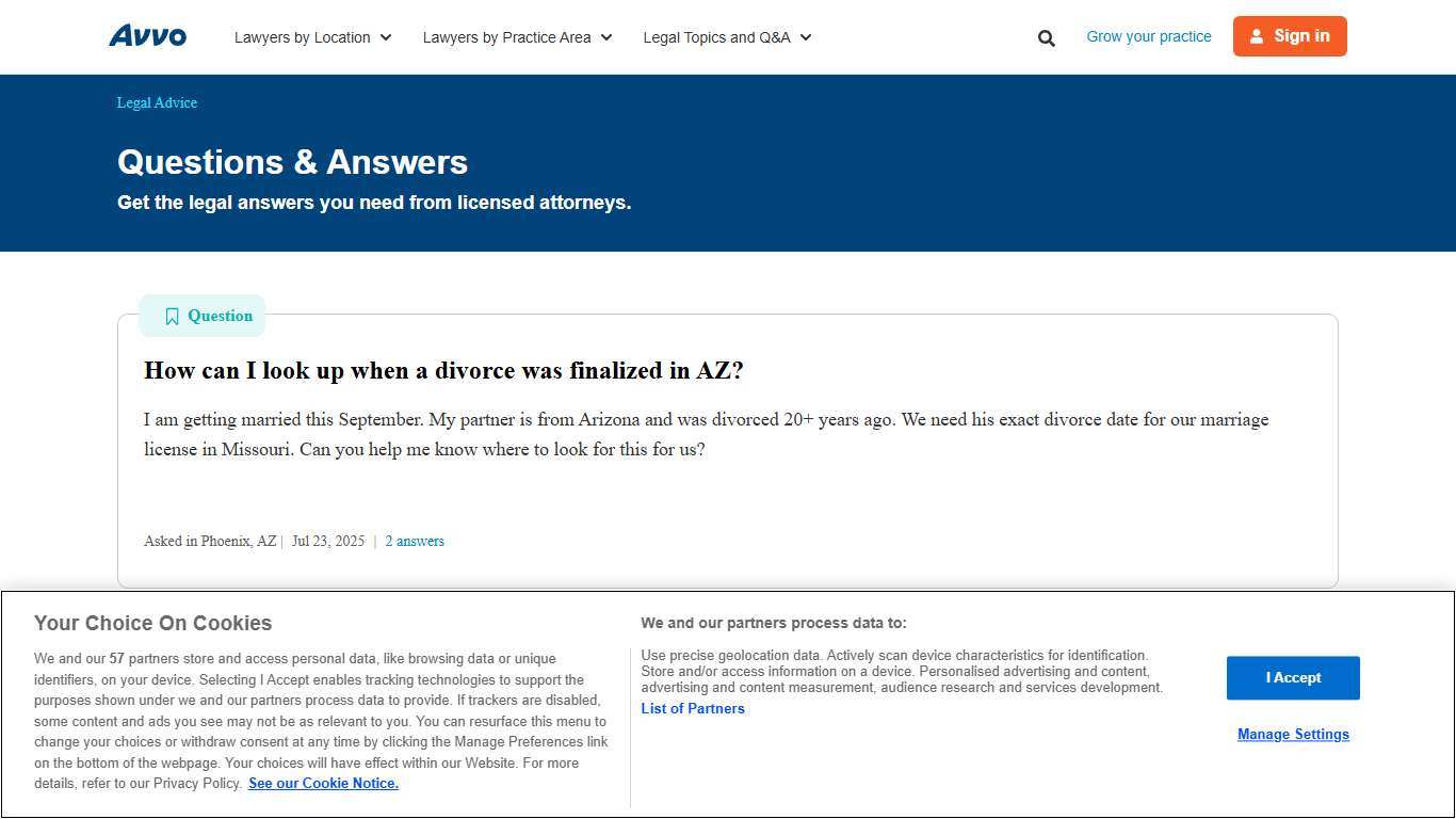How can I look up when a divorce was finalized in AZ? - Legal Answers